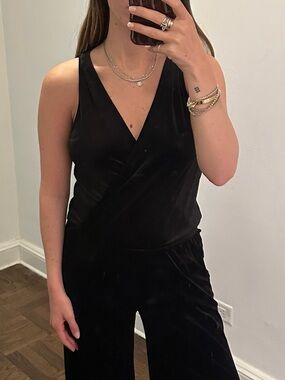 DREW Black Sleeveless Wrap Jumpsuit
